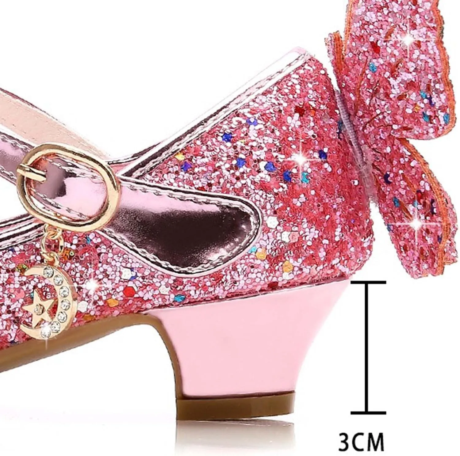IWIHMIV Girls Dress Shoes Party Low Heels Slip On Mary Jane Shoes Flower Girl Comfortable Princess Wedding Party Shoes