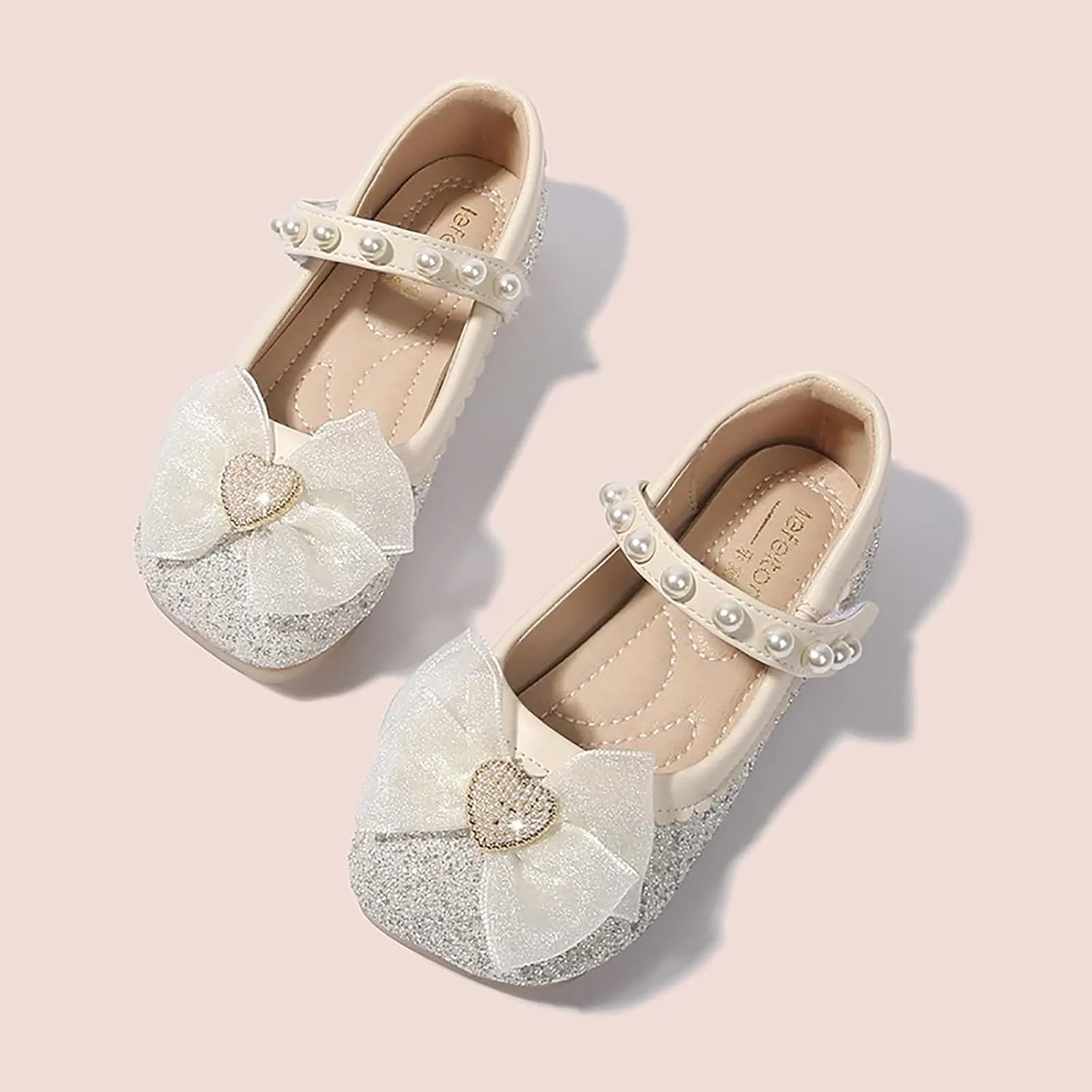IWIHMIV Girls Flat Mary Jane Shoes Adjustable Strap Comfortable Non Slip Dress Up Princess Shoes for Toddler Girls
