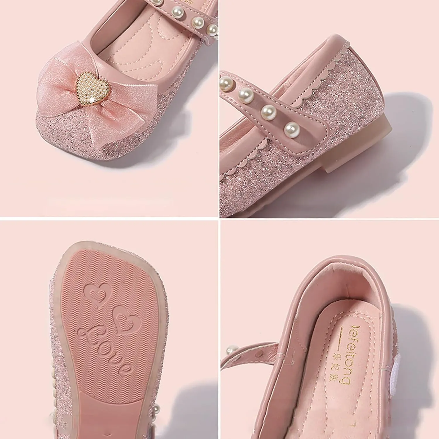 IWIHMIV Girls Flat Mary Jane Shoes Adjustable Strap Comfortable Non Slip Dress Up Princess Shoes for Toddler Girls