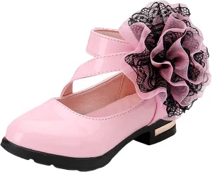 IWIHMIV Girls Round Toe Ankle Strap School Shoes Comfortable Leather Mary Jane Low Chunky Heel Dress Shoe