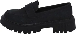 Jean Loafers for Women Comfort Slip-On Loafers Business Dress Shoes Chunky Heeled Work Shoes Retro Dress Shoes