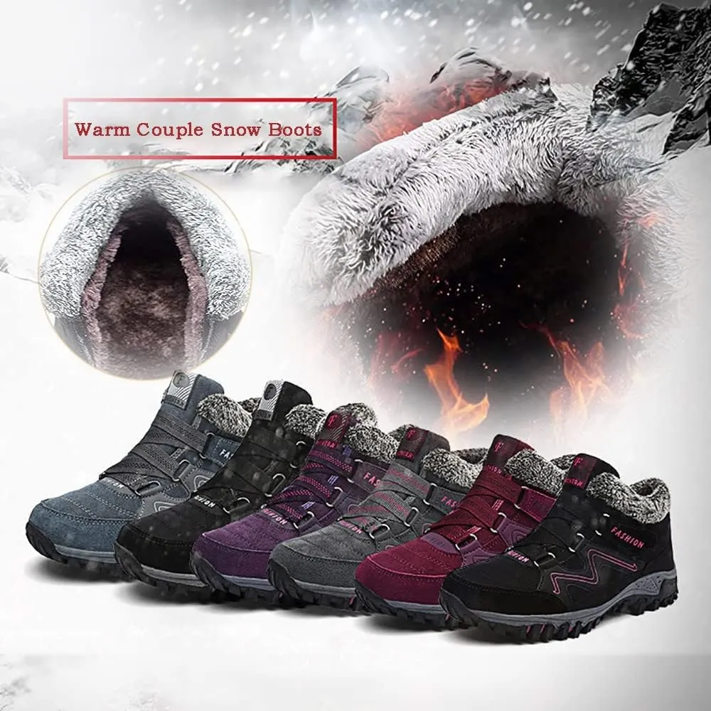 Jfxgjuv Fleekcomfy Snowy Villi Leather Ankle Boots Mens Womens Winter Thermal Villi Leather Platform Fashion High Top Boots Waterproof Non-Slip Durable Snow Winter Hiking Fleece Ankle Boots