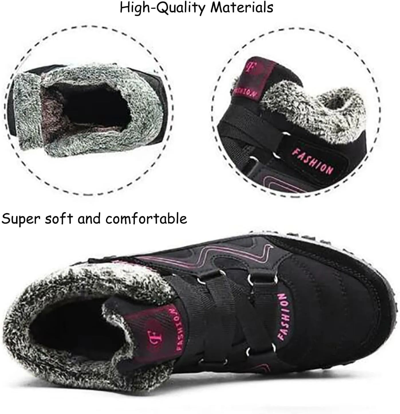 Jfxgjuv Fleekcomfy Snowy Villi Leather Ankle Boots Mens Womens Winter Thermal Villi Leather Platform Fashion High Top Boots Waterproof Non-Slip Durable Snow Winter Hiking Fleece Ankle Boots
