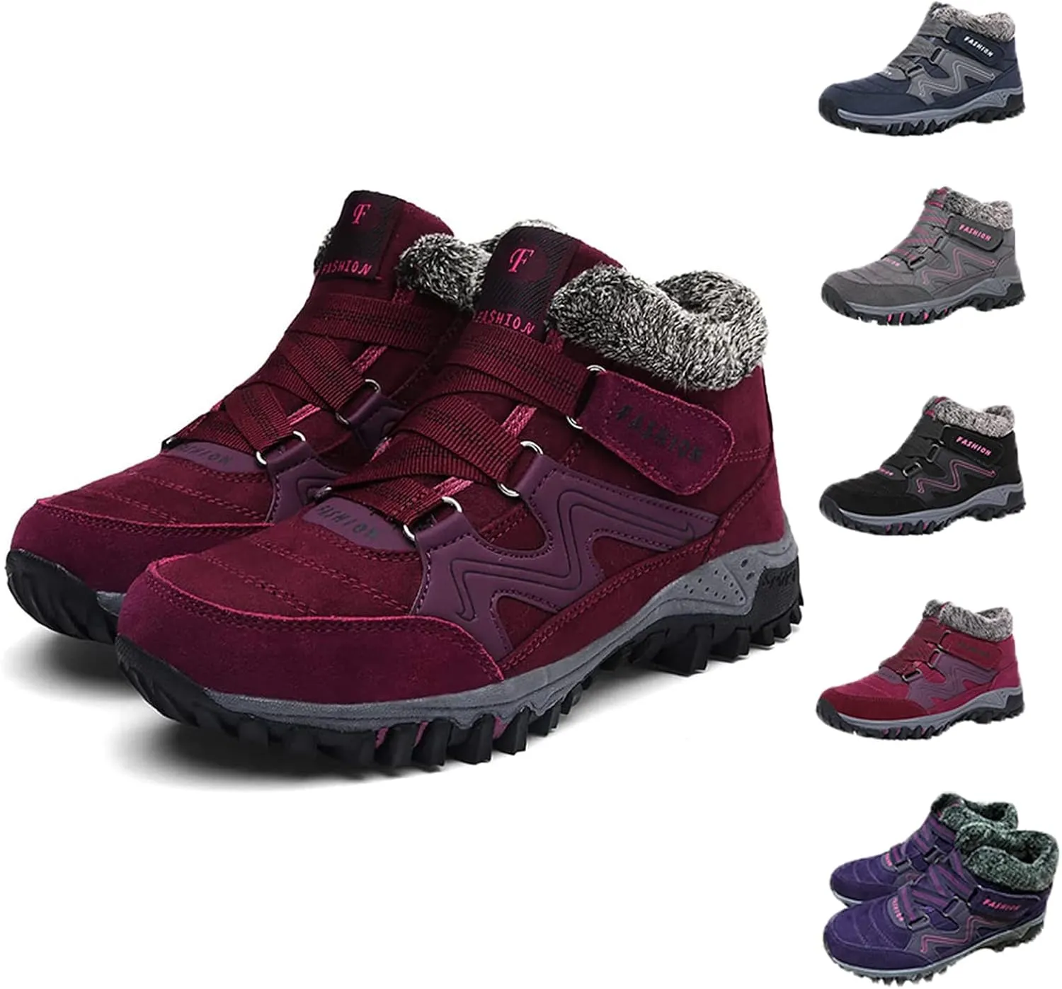 Jfxgjuv Fleekcomfy Snowy Villi Leather Ankle Boots Mens Womens Winter Thermal Villi Leather Platform Fashion High Top Boots Waterproof Non-Slip Durable Snow Winter Hiking Fleece Ankle Boots