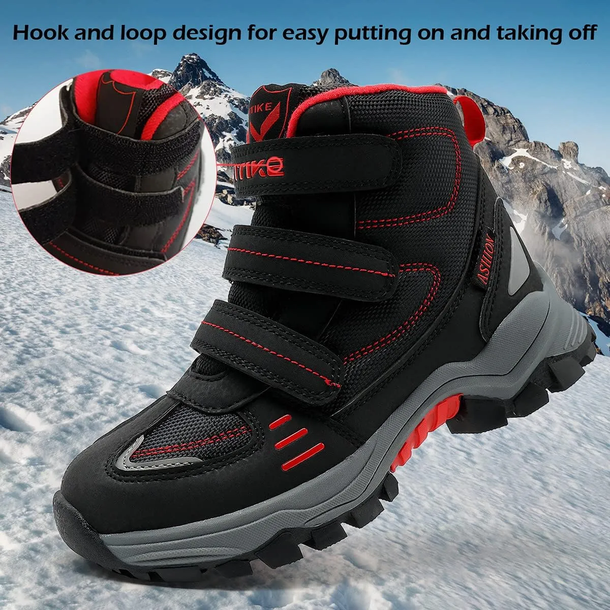 JMFCHI Kids Hiking Boots Boys Girls Outdoor Walking Climbing Sneaker Comfortable Non-slip Snow Shoes Hiker Boot Antiskid Steel Buckle Sole
