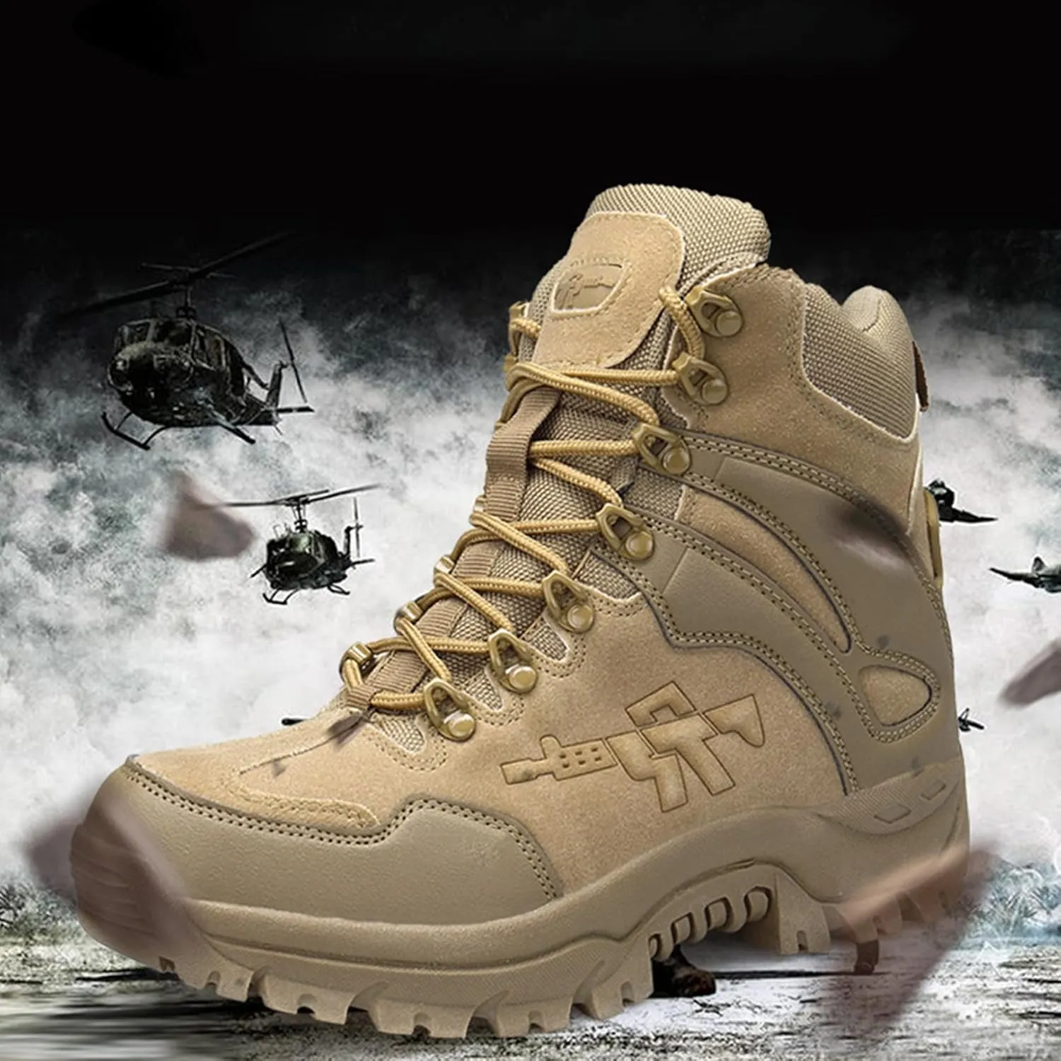 Kervaky Men's military tactical boots work boots combat boots hiking boots outdoor boots lightweight for daily use