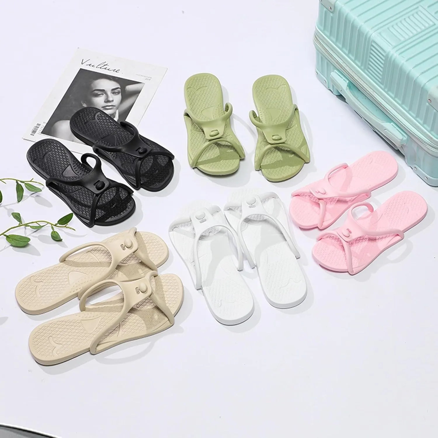 Ladies Shoes Couple Travel Portable Bathroom Slippers Comfortable Soft Sole Foldable Womens Slippers Size 9 Memory Foam