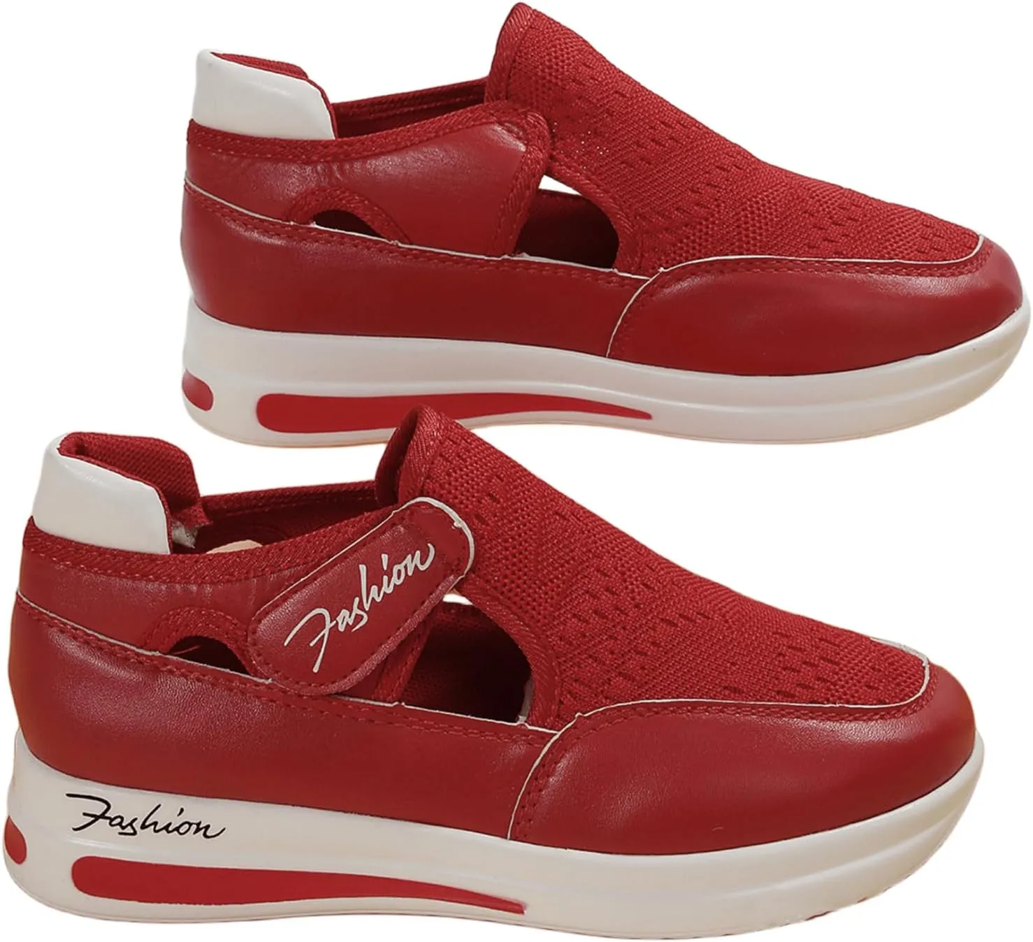 Ladmiple Shoes For Women Slip On Sneakers Women's Canvas Shoes Low Cut Slip On Sneaker Casual Walking Shoes Dressy Summer Comfortable Fashion Platform Flats Loafers Red