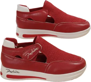 Ladmiple Shoes For Women Slip On Sneakers Women's Canvas Shoes Low Cut Slip On Sneaker Casual Walking Shoes Dressy Summer Comfortable Fashion Platform Flats Loafers Red