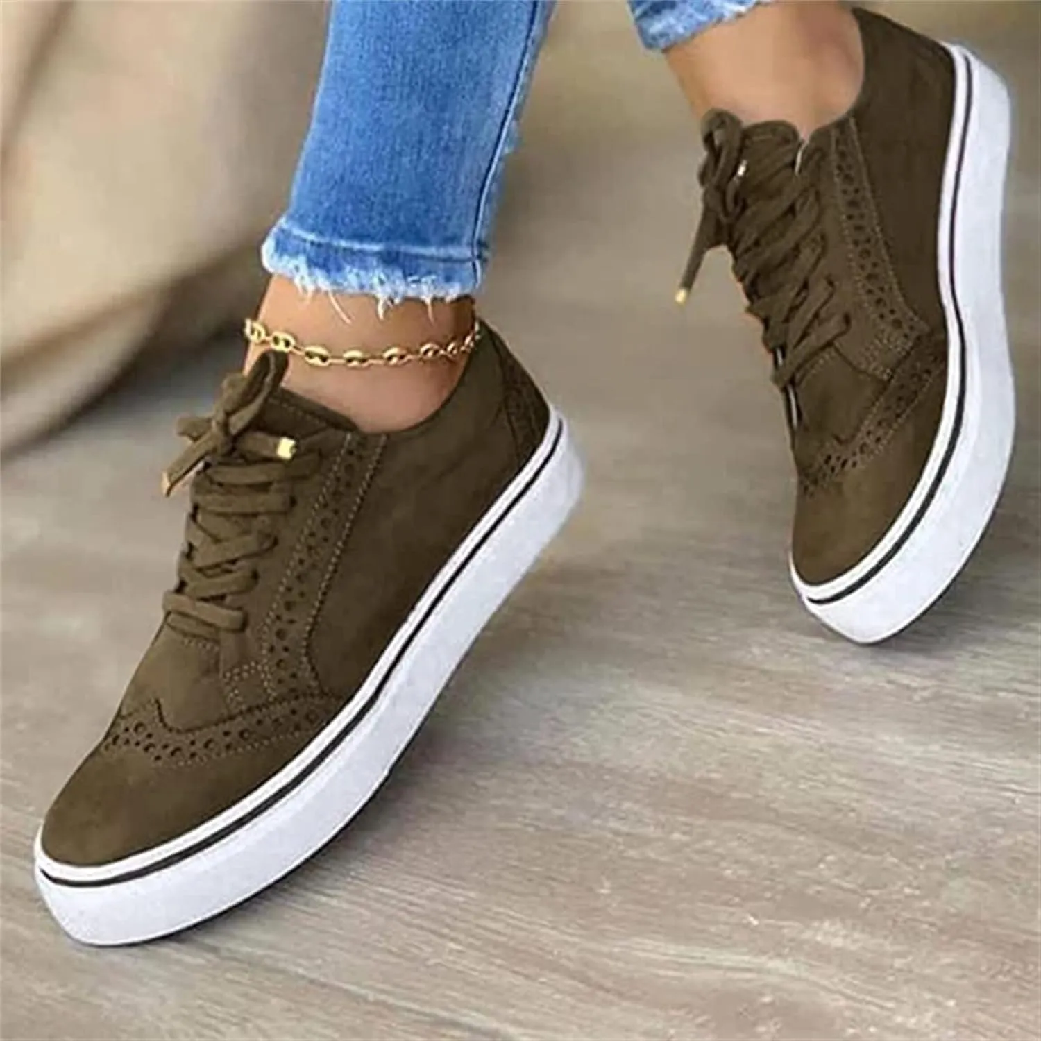 Ladmiple Shoes For Women Sneakers Trendy Slip On Comfort Walking Shoes Fashion Casual Summer Lace Up Platform Loafers
