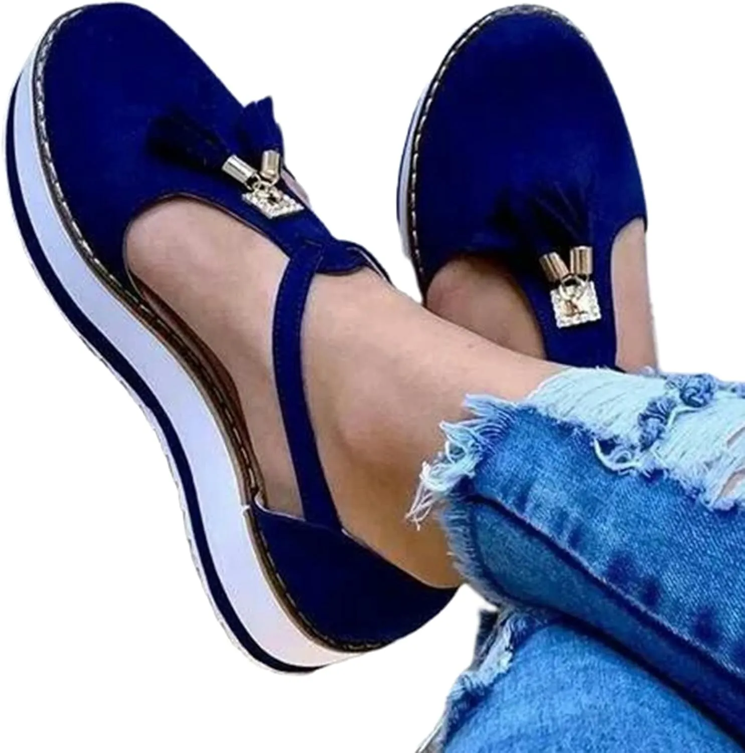 Ladmiple Sneakers For Women Walking Shoes Slip On Comfort Casual Dressy Summer Fashion Non Slip Platform Flats Loafers