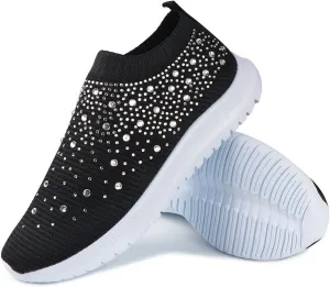 Ladmiple Walking Shoes Women Comfort Slip On Casual Sneakers Mesh Lightweight Loafers Slip Resistant Soft Work Shoes