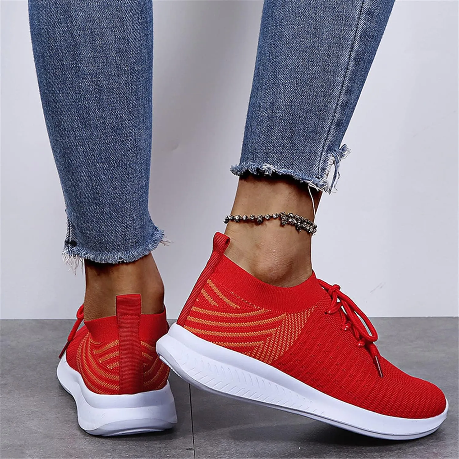 Ladmiple Walking Sneakers For Women Wide Width Comfort Mesh Non Slip Casual Athletic Gym Tennis Running Slip On Sneakers