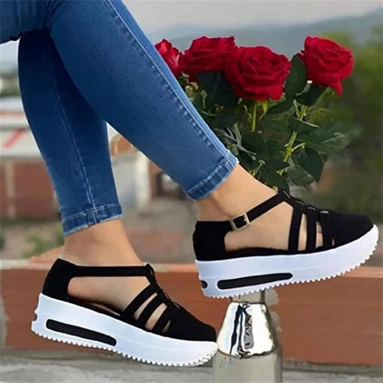 Ladmiple Womens Shoes Dressy Casual Loafers Canvas Shoes Low Top Fashion Slip on Comfort Walking Platform Flats Sneakers