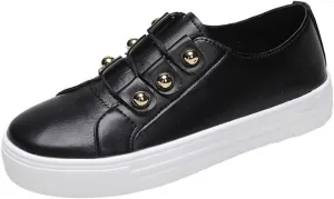 Ladmiple Womens Shoes Dressy Casual Loafers PU Leather Shoes Lace Up Comfort Fashion Slip On Walking Platform Sneakers