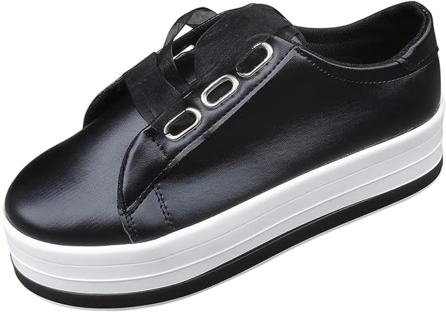Lausiuoe Flats Shoes Women Comfortable Wide Soft Womens Canvas Sneakers Low Top Fashion Comfortable Classic Casual Lightweight Soft Breathable Non-Slip Walking Flat Shoes Loafers Black