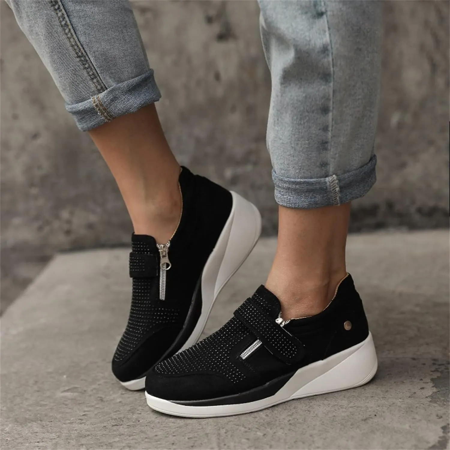 Lausiuoe Platform Shoes For Women Sneakers Fashion Comfortable Classic Casual Soft Breathable Non-Slip Walking Shoes