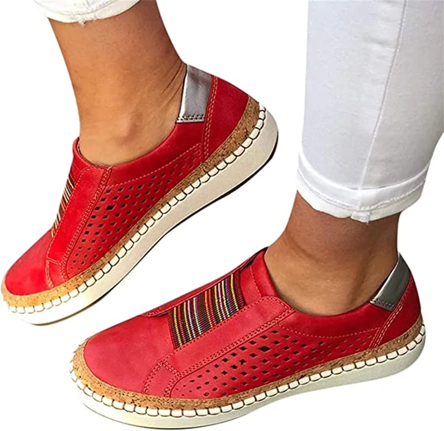 Lausiuoe Shoes For Women Sneakers Cute Low Top Canvas Walking Shoes Casual Fashion Slip On Soft Non-Slip Flat Loafers
