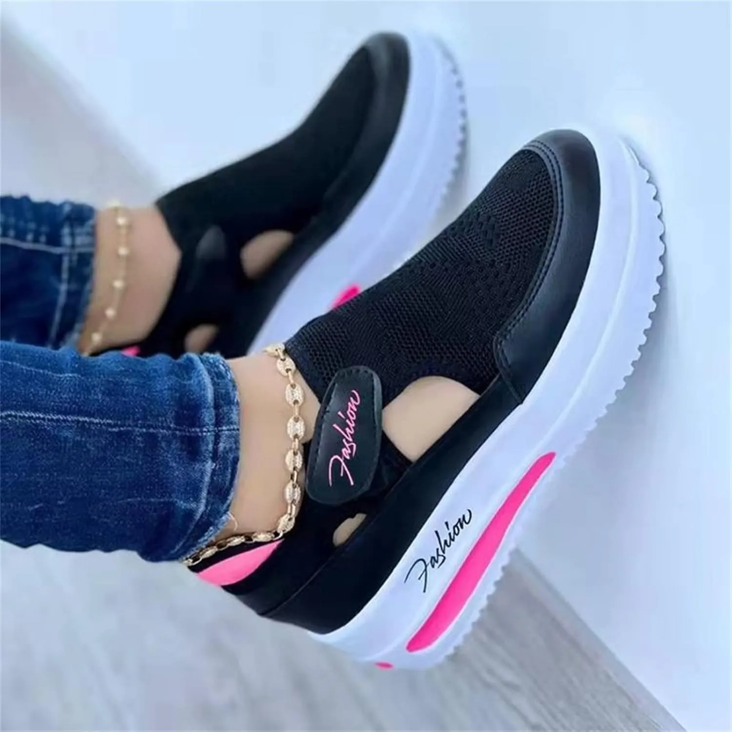 Lausiuoe Sneakers For Women Walking Shoes Comfortable Slip On Fashion Canvas Sneakers Casual Soft Non-Slip Flat Loafers