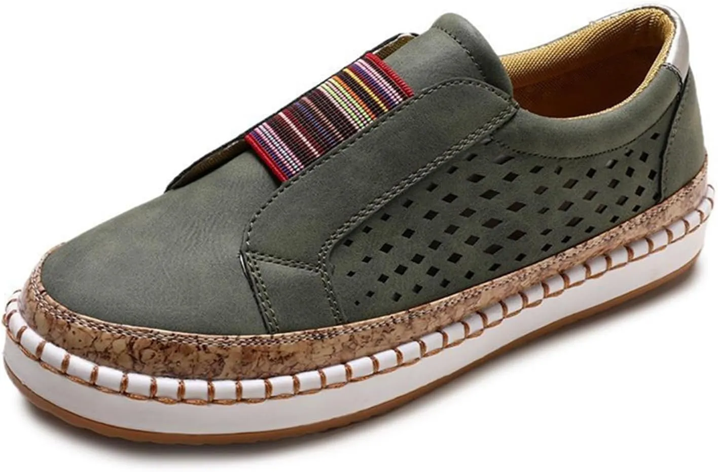 Lausiuoe Women's Fashion Sneakers Slip On Canvas Shoes Low Top Non Slip Casual Fall Soft Comfort Walking Flat Loafers