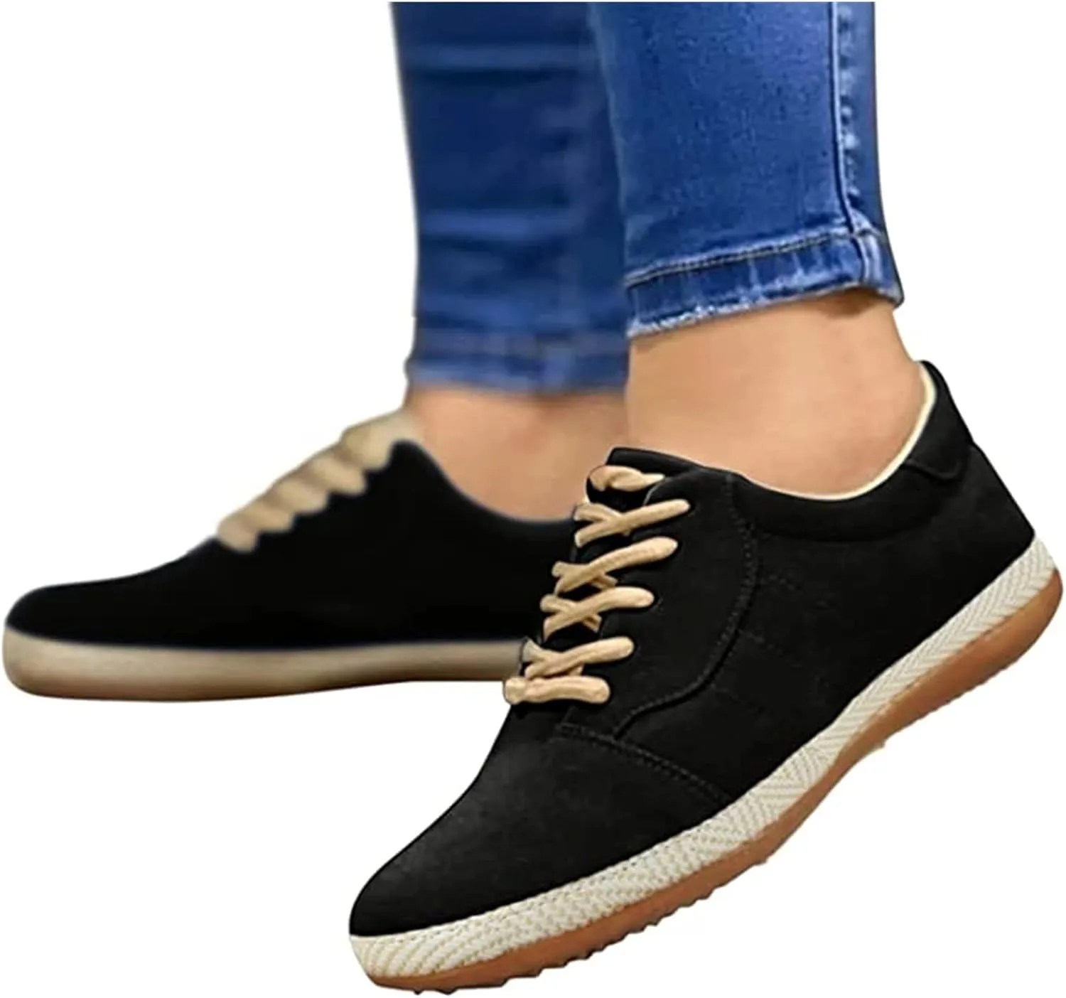 Lausiuoe Women's Fashion Sneakers Slip On Canvas Shoes Low Top Non Slip Casual Fall Soft Comfort Walking Flat Loafers