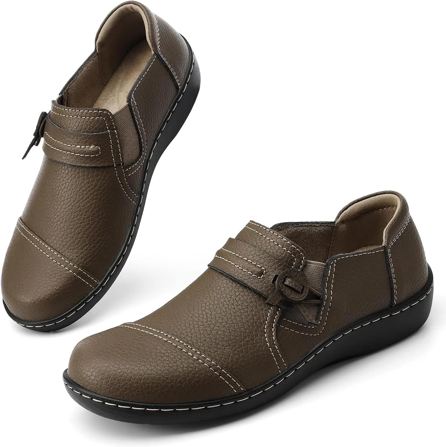 LAZYPOP Women's Classic Comfort Leather Loafers Cute Slip-Ons Casual Dress Shoes Lightweight Walking Flats Everyday Work Shoes