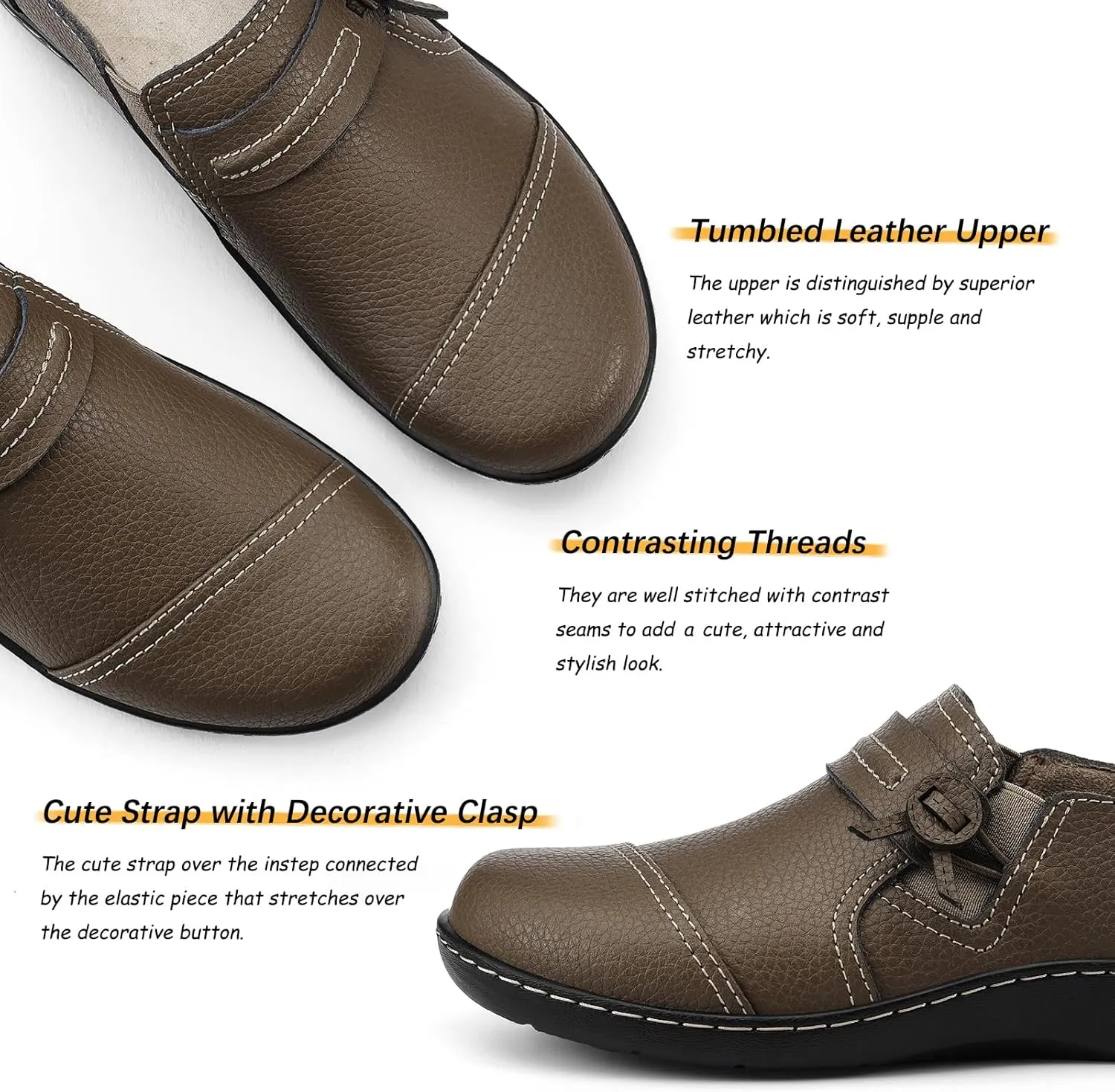 LAZYPOP Women's Classic Comfort Leather Loafers Cute Slip-Ons Casual Dress Shoes Lightweight Walking Flats Everyday Work Shoes