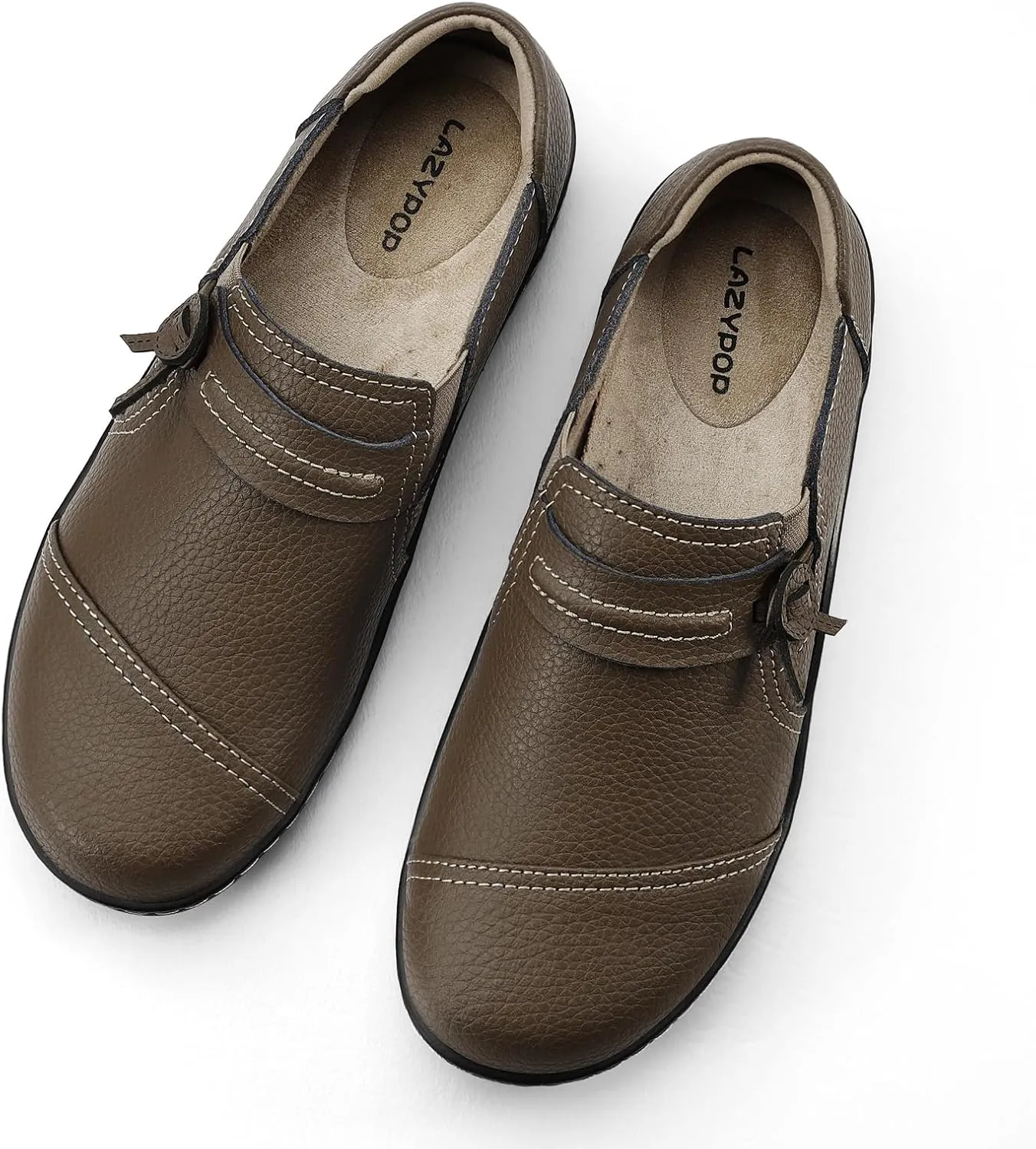 LAZYPOP Women's Classic Comfort Leather Loafers Cute Slip-Ons Casual Dress Shoes Lightweight Walking Flats Everyday Work Shoes