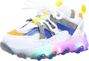 LED Light Up Sneakers Breathable Sport Casual Girls Boys Shoes Adjustable Strap Flashing for Toddler/Little Kid (Blue, 12.5 Little Kid)