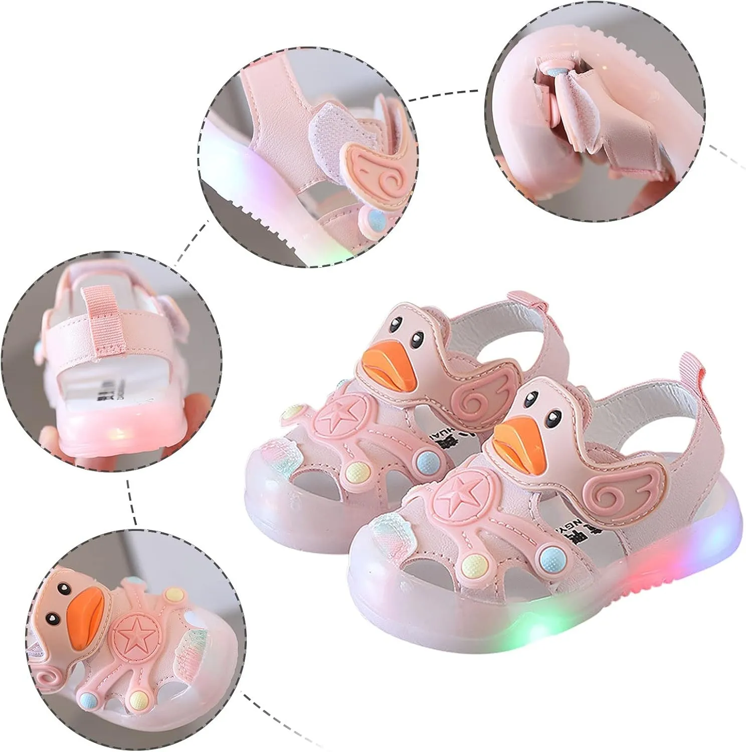 Light Up Baby Animal Sandals Children Breathable Cute Cartoon Soft Sole Fashion Summer Outdoor Play Beach Shoes