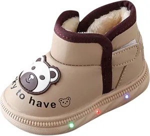Light Up Shoes Wide Toe Box Warm Snow Boots Slip On Ankle Boots Toddler Luminous Shoes Cold Weather Comfy Boga Shoes