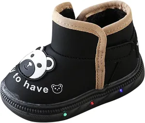 Light Up Shoes Wide Toe Box Warm Snow Boots Slip On Ankle Boots Toddler Luminous Shoes Cold Weather Comfy Boga Shoes