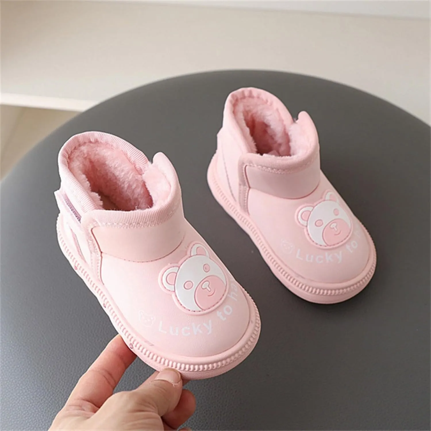 Light Up Shoes Wide Toe Box Warm Snow Boots Slip On Ankle Boots Toddler Luminous Shoes Cold Weather Comfy Boga Shoes