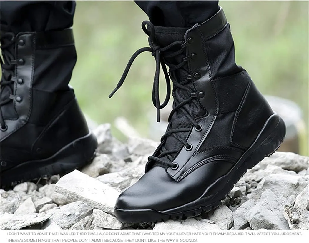 Lightweight Military Black Boots Men Breathable Spring Summer Shoes Tactical Combat Men's Military Boots Black 12