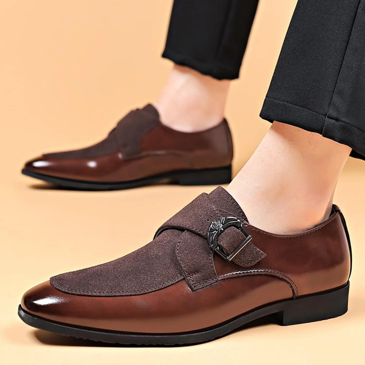 Loafers for Men Trendy Dress Shoes Elegant Patchwork Business Oxford Shoe Button Down Party Weeding Footwear