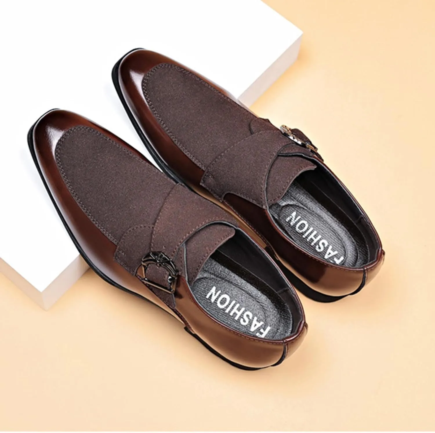 Loafers for Men Trendy Dress Shoes Elegant Patchwork Business Oxford Shoe Button Down Party Weeding Footwear