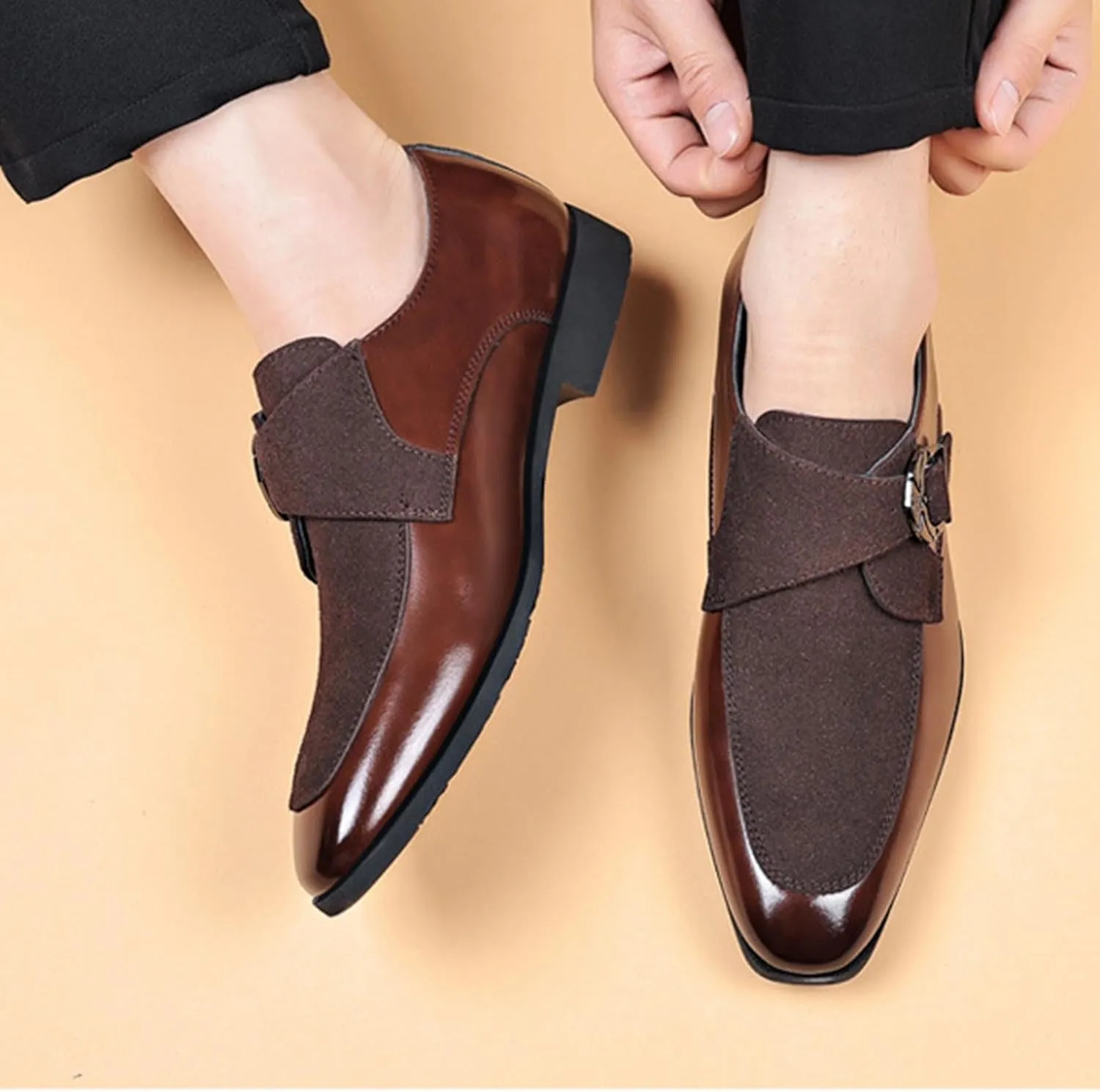 Loafers for Men Trendy Dress Shoes Elegant Patchwork Business Oxford Shoe Button Down Party Weeding Footwear