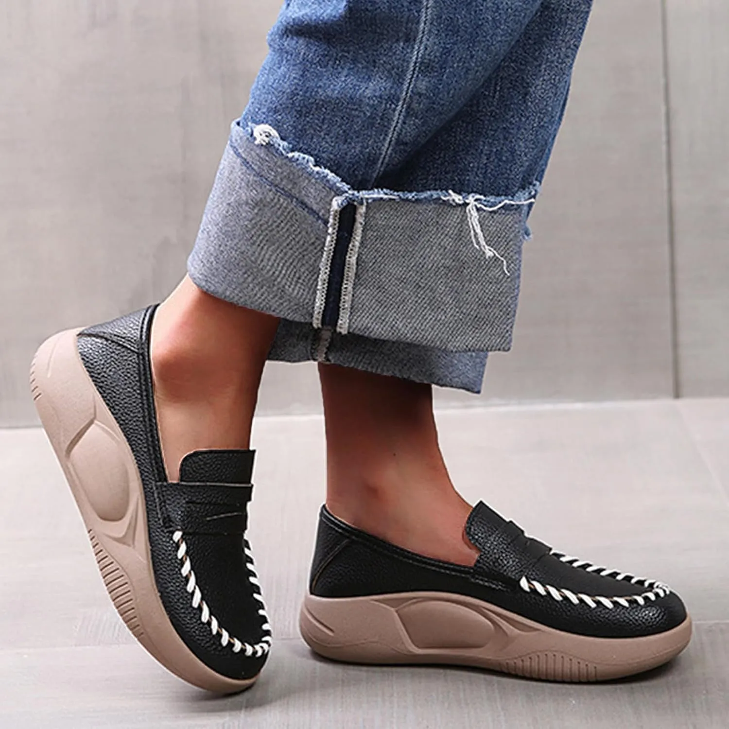 Loafers for Women Comfortable Slip On Business Casual Shoes Soft Muffin Soled Corrective Loafers Orthopedic Walking Shoes for All Occasions: Casual, Work, Party