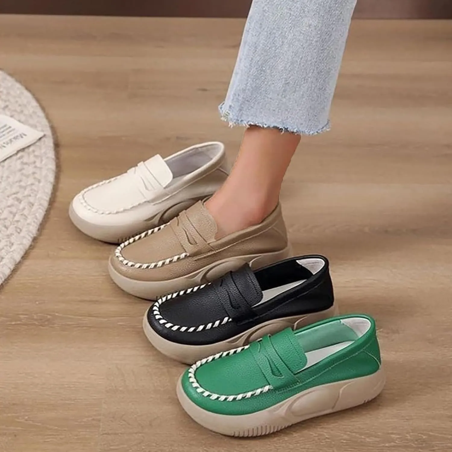 Loafers for Women Comfortable Slip On Business Casual Shoes Soft Muffin Soled Corrective Loafers Orthopedic Walking Shoes for All Occasions: Casual, Work, Party