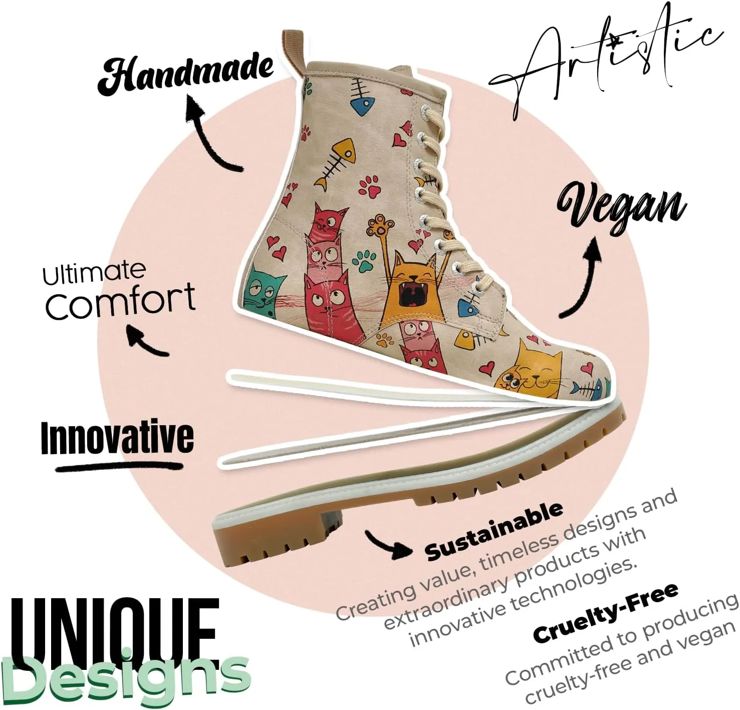 Long Boots for Women  Vegan Leather and Unique Design Womens Winter Boots, Comfortable and Stylish Womens Boots