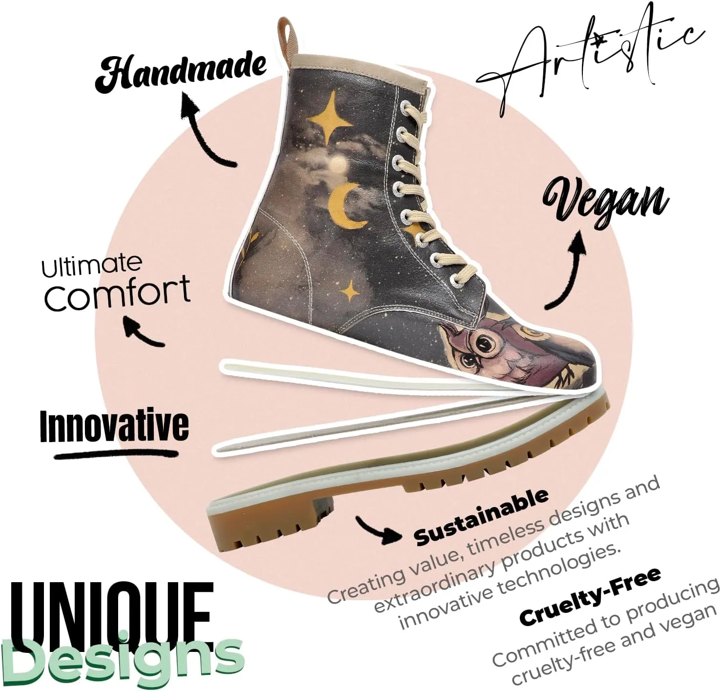 Long Boots for Women – Vegan Leather and Unique Design Womens Winter Boots, Comfortable and Stylish Womens Boots