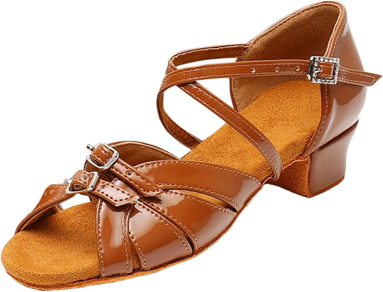 Low Heels Open Toe Princess Sandal Girls Sandals Comfortable Soft Sole Small Thick Heel Children Dance Shoes Fashionable Soft Sole Princess Dance Shoes