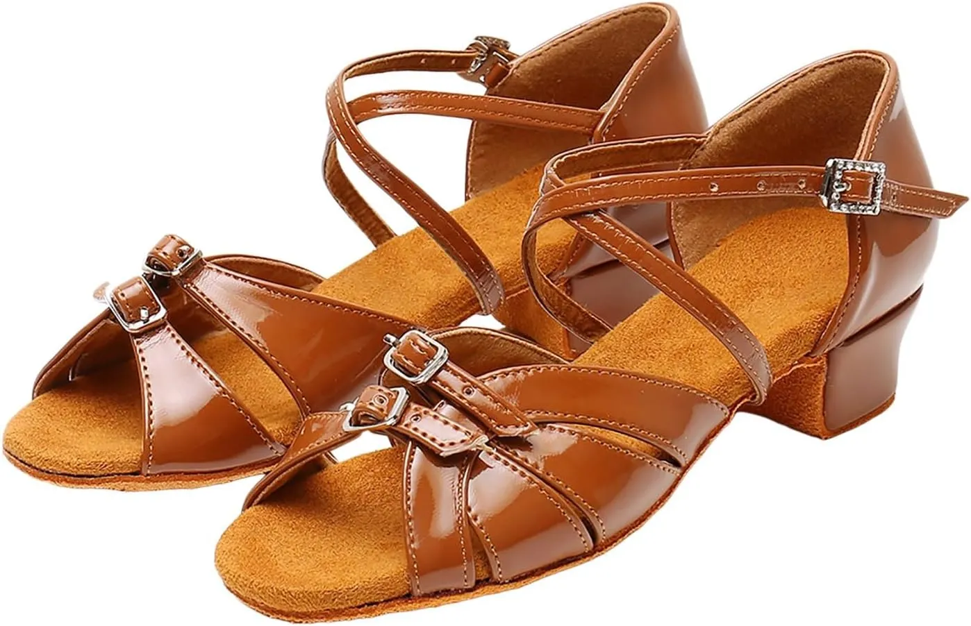 Low Heels Open Toe Princess Sandal Girls Sandals Comfortable Soft Sole Small Thick Heel Children Dance Shoes Fashionable Soft Sole Princess Dance Shoes