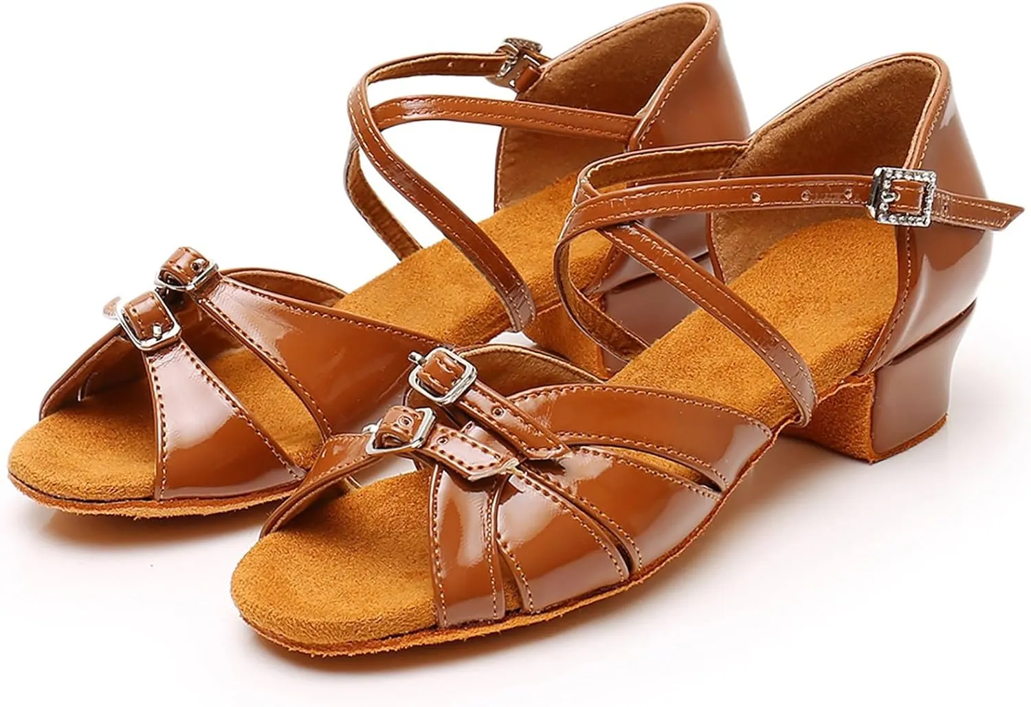 Low Heels Open Toe Princess Sandal Girls Sandals Comfortable Soft Sole Small Thick Heel Children Dance Shoes Fashionable Soft Sole Princess Dance Shoes