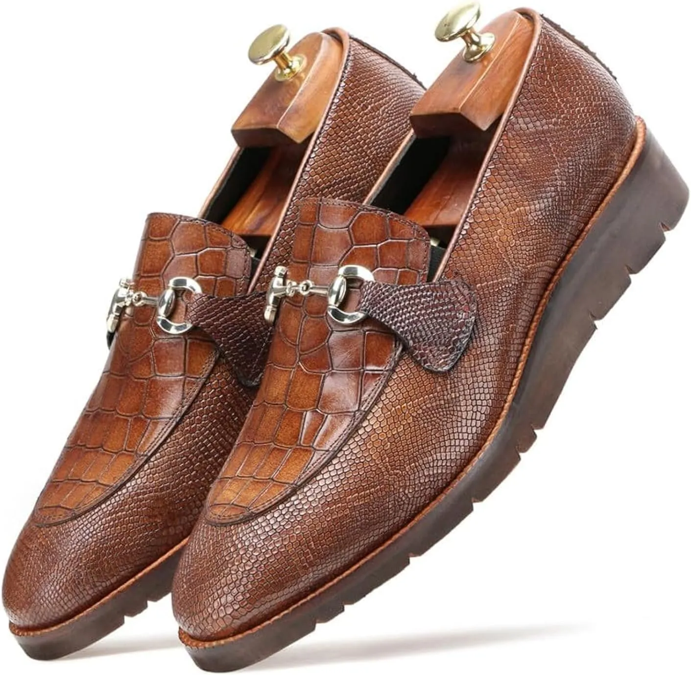 Marx Men's Dress Shoes - Lightweight Handcrafted Full Grain Leather Loafers, Brown Business Casual Shoes for Men, AirFlexLite