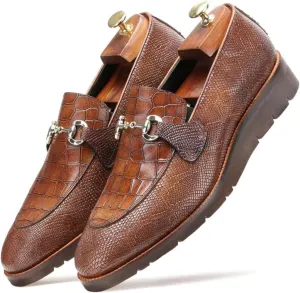 Marx Men's Dress Shoes - Lightweight Handcrafted Full Grain Leather Loafers, Brown Business Casual Shoes for Men, AirFlexLite