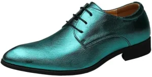 Men Casual Lace-up Pointed Toe Shoes Elegant Solid Dress Leather Shoes Classic Office Formal Oxfords