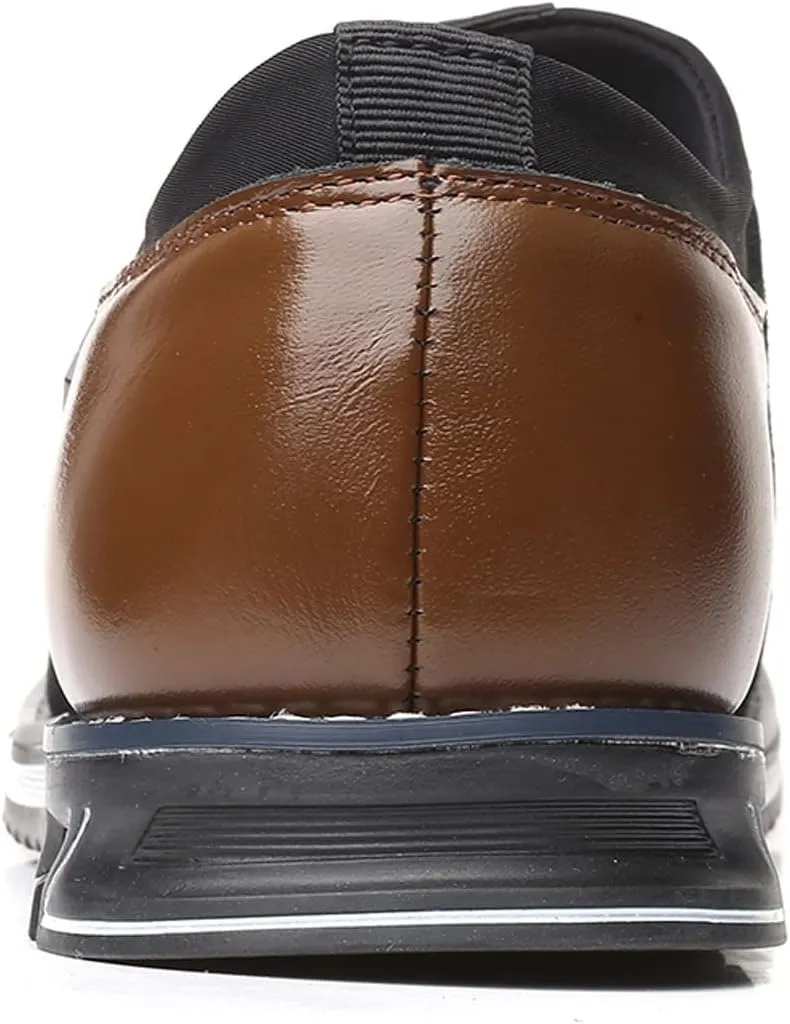 Men Dress Shoes Black Slip On Fashion Style Men's Breathable Comfortable Business Hook Loop Leisure Solid Color Leather Shoes Men's Black Business Casual Shoes
