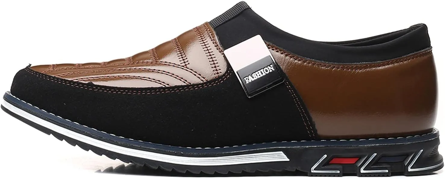 Men Dress Shoes Black Slip On Fashion Style Men's Breathable Comfortable Business Hook Loop Leisure Solid Color Leather Shoes Men's Black Business Casual Shoes
