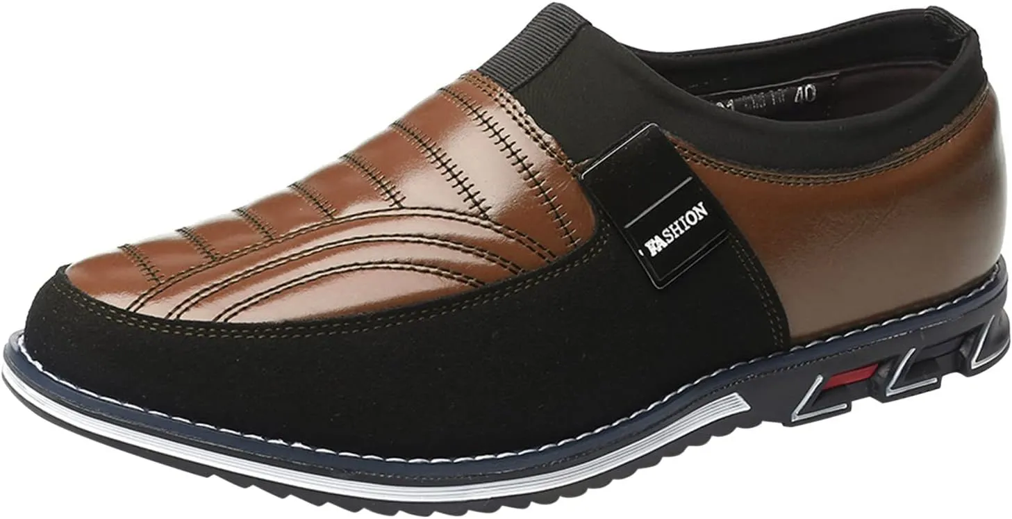 Men Dress Shoes Black Slip On Fashion Style Men's Breathable Comfortable Business Hook Loop Leisure Solid Color Leather Shoes Men's Black Business Casual Shoes